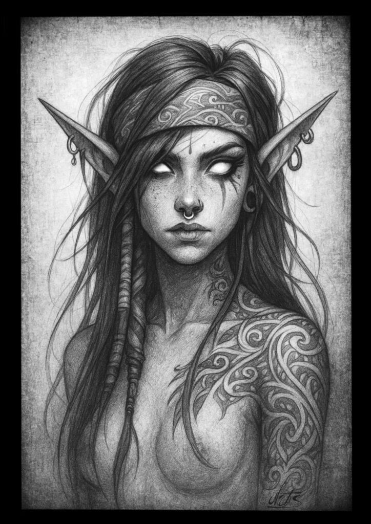 Elfe tatouée